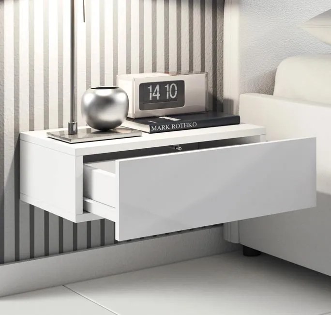 Mesa de Cabeceira de Parede SKÖLD - Branco - Design Moderno