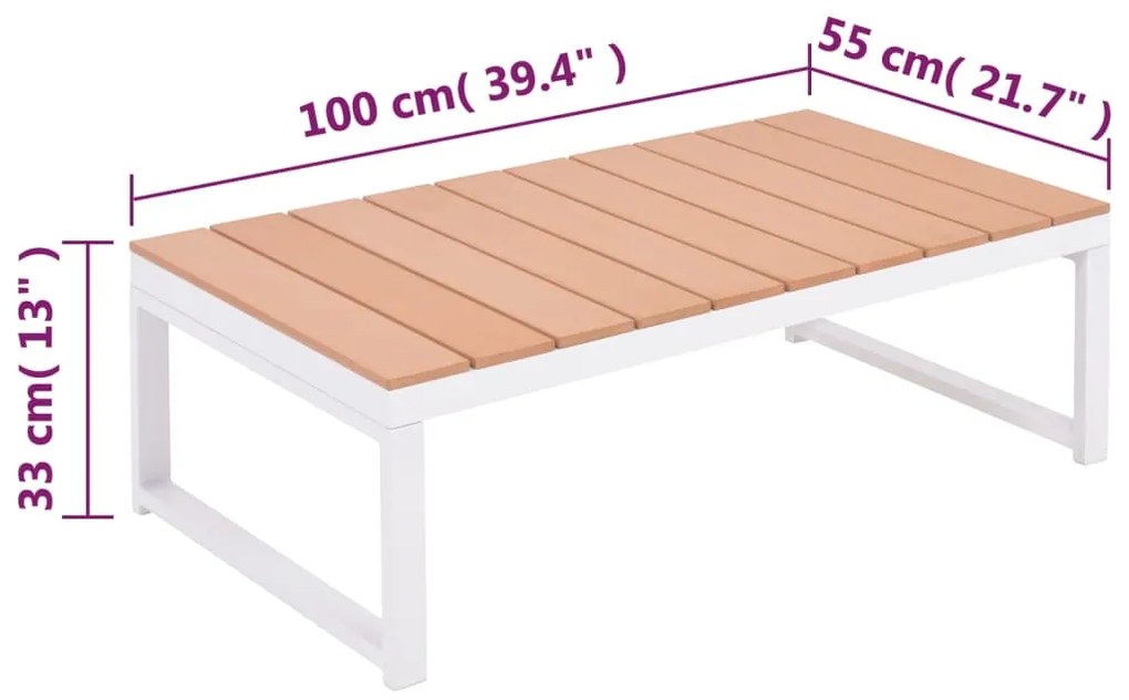 4 pcs conjunto lounge p/ jardim com almofadas alumínio e WPC