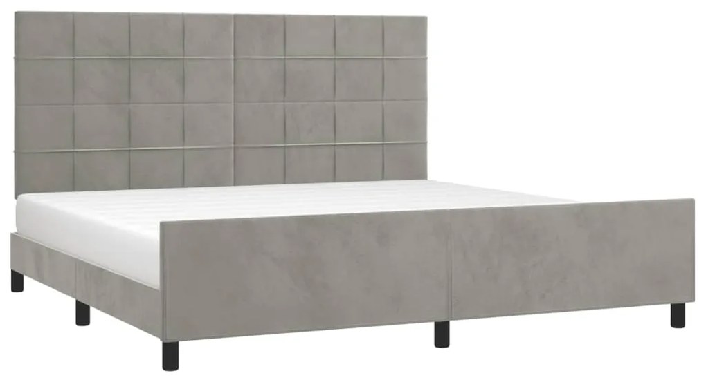 Estrutura de cama sem colchão 200x200 cm veludo cinzento-claro