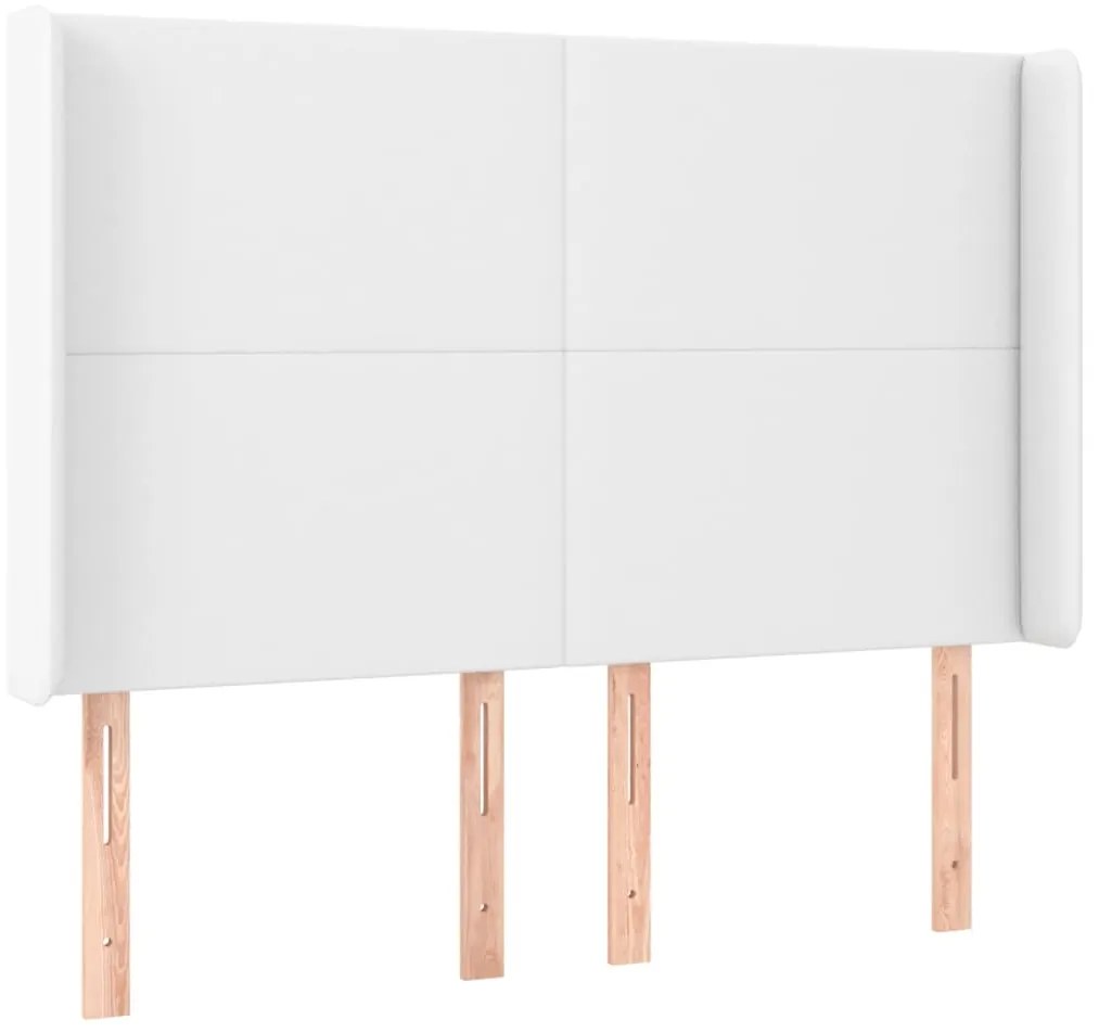 Cama box spring c/colchão/LED 140x200cm couro artificial branco