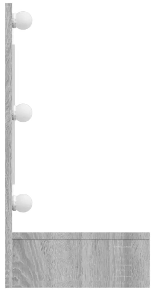 Armário espelhado com LED 90x31,5x62 cm sonoma cinza