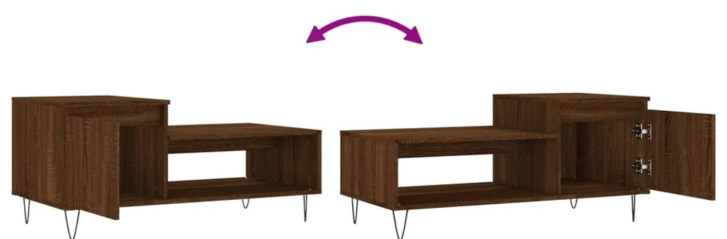 Mesa de centro 100x50x45 cm derivados madeira carvalho castanho