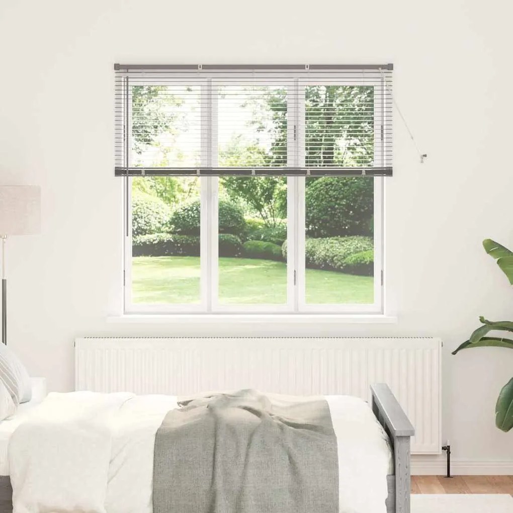 vidaXL Persiana de Janela com cortinas Manual Prata 80 x 130 cm Alumínio
