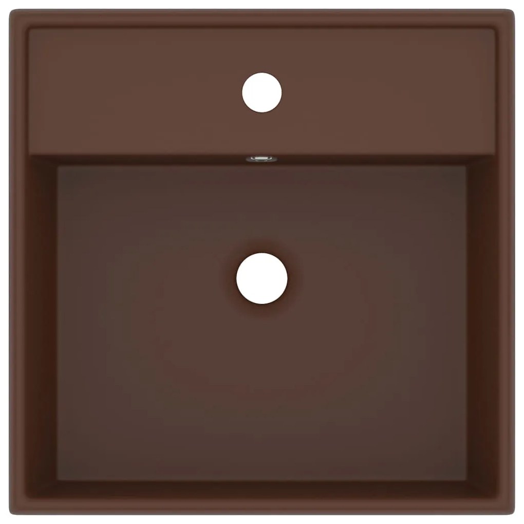 Lavatório luxuoso quadrado 41x41 cm cerâmica castanho mate