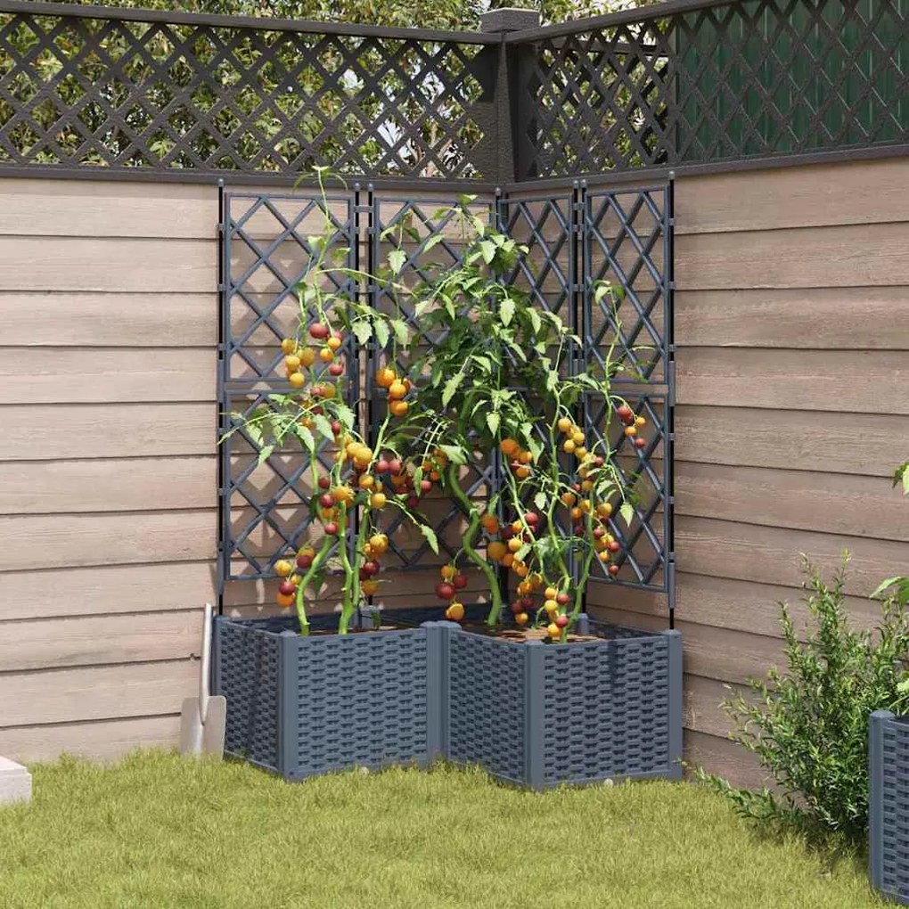 Jardineira de Jardim com Treliça 3 pcs Cinza Claro 80x80x143 cm