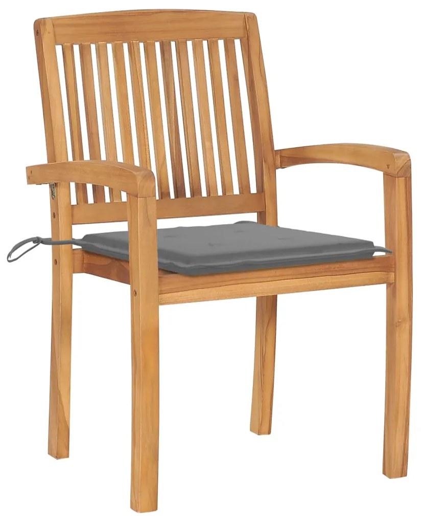 Cadeiras de jardim c/ almofadões cinzentos 2 pcs teca maciça