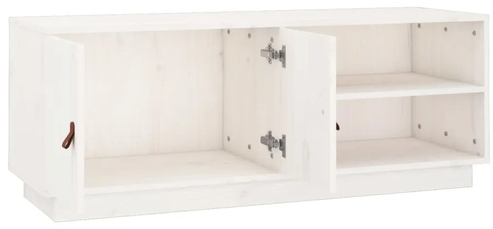 Móvel de TV 105x34x40 cm madeira de pinho maciça branco