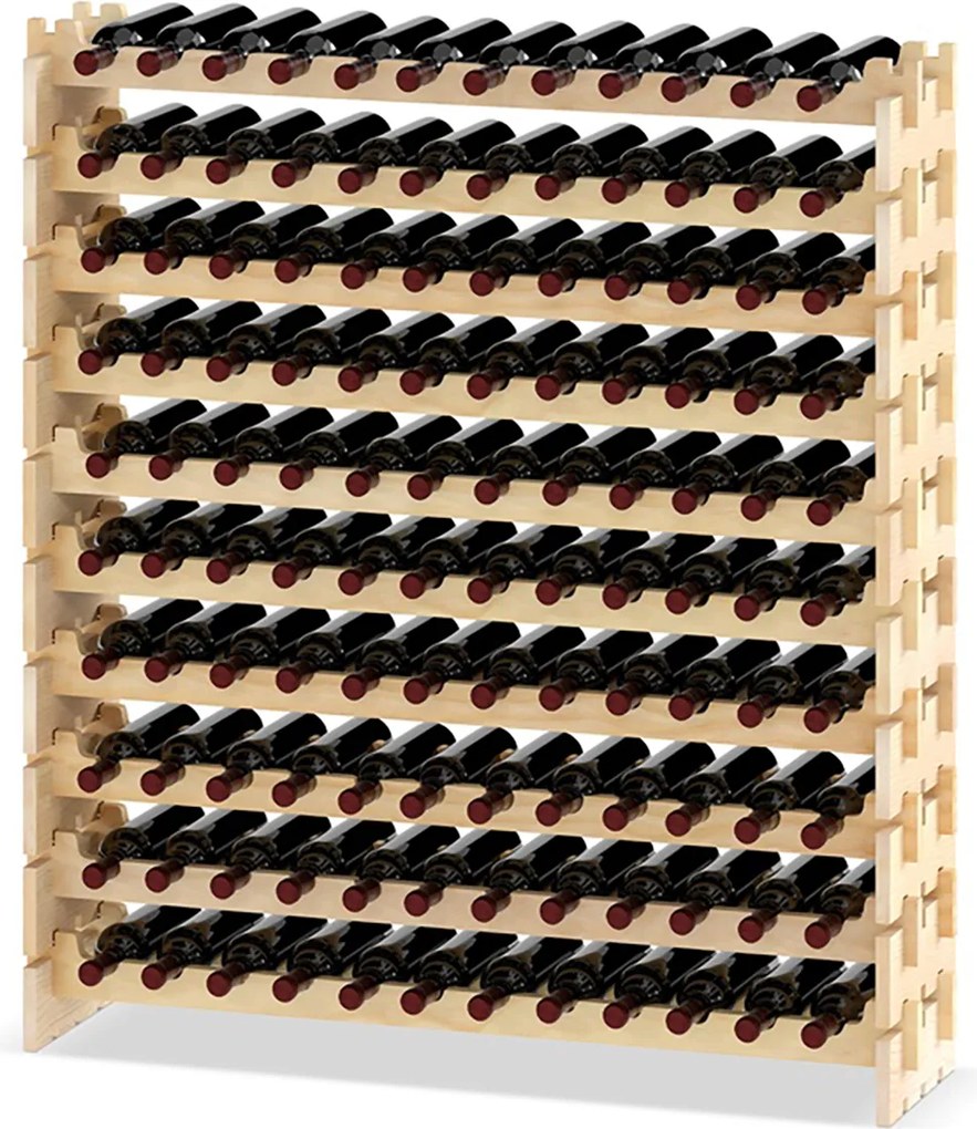 Garrafeira de Vinho, 120 x 29 x 79 cm, Capacidade para 72 Garrafas, Cor Natural