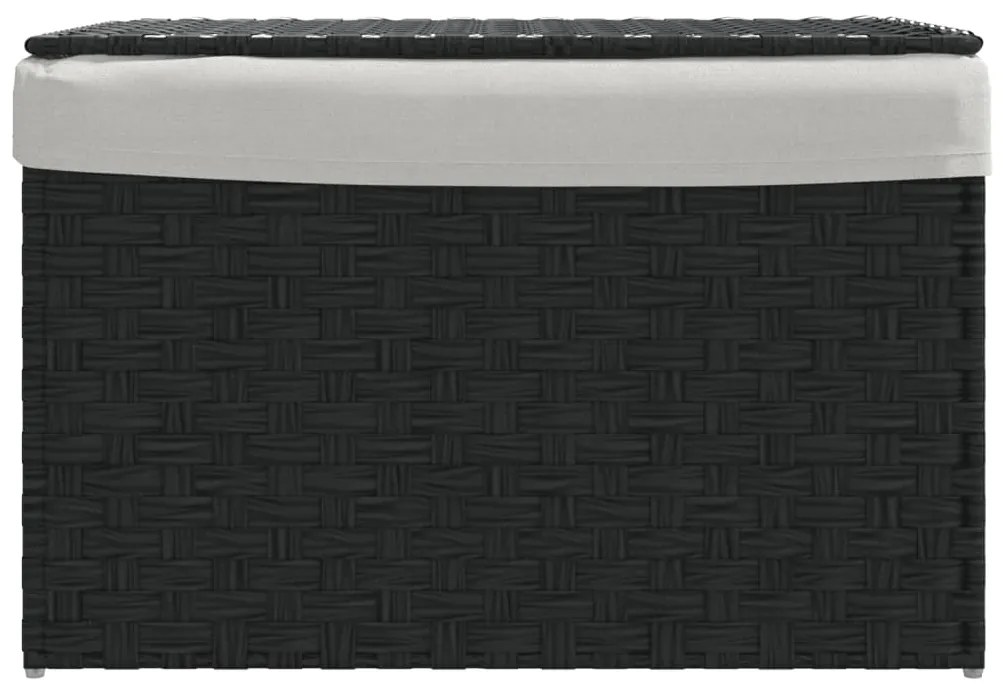 Cesto para roupa suja com tampa 55,5x35x34 cm vime PE preto