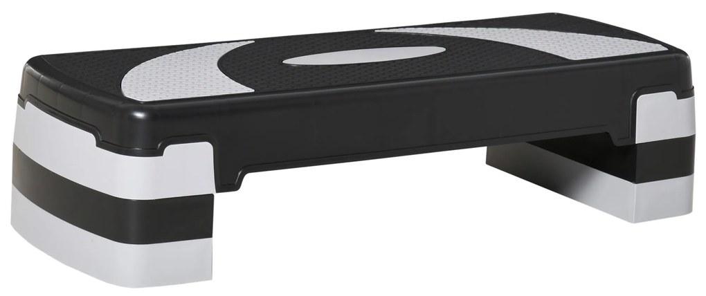 HOMCOM Step Fitness Preto e cinzento Plástico Altura ajustável a 3 Níveis 80x31x10/15/20cm | Aosom Portugal