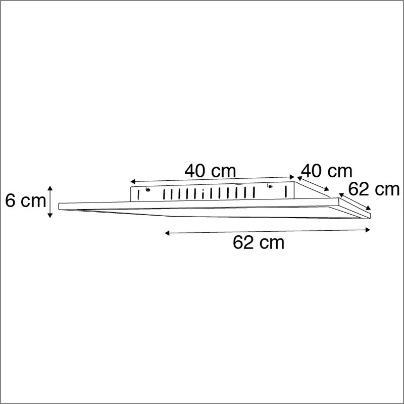 Candeeiro de teto quadrado branco LED com comando remoto - Orch Moderno