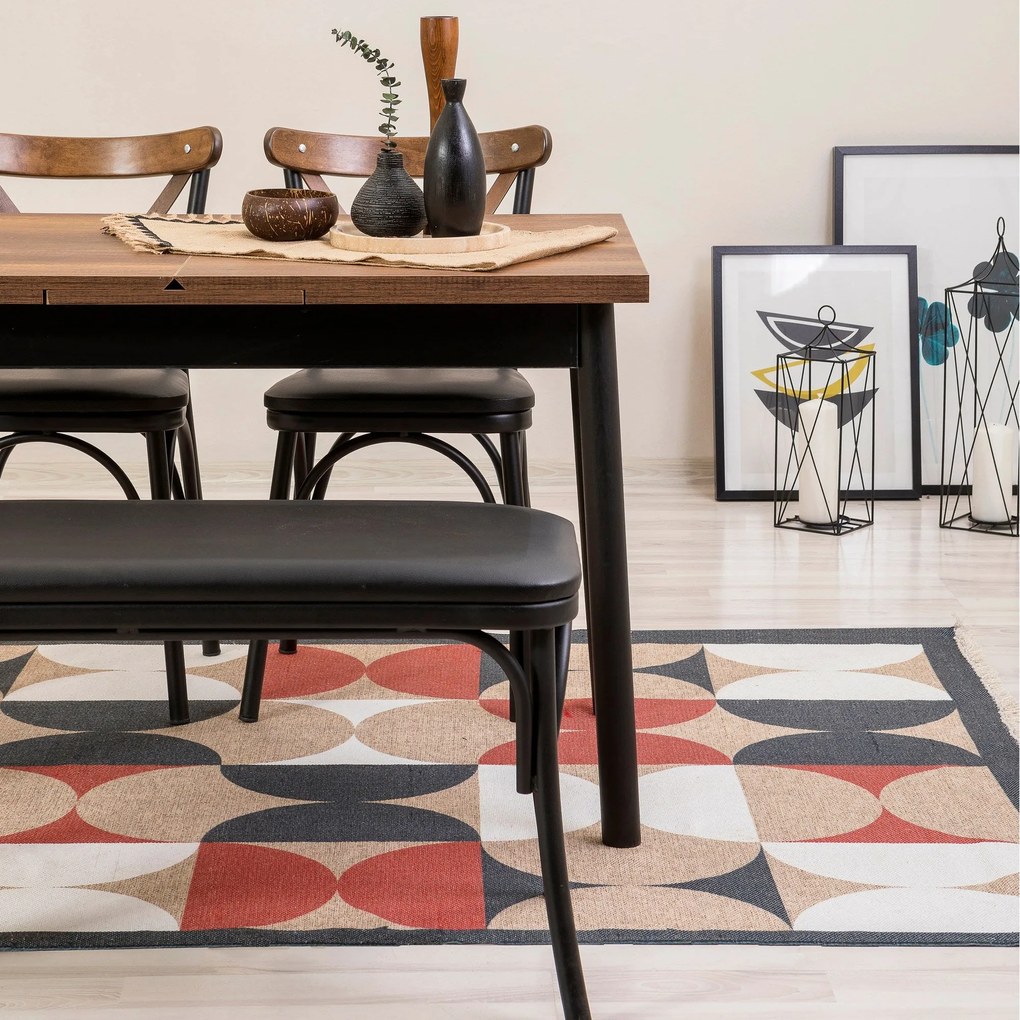 Conjunto de Mesa de Jantar Extensível Oliver – Preto – 120x77x75 cm