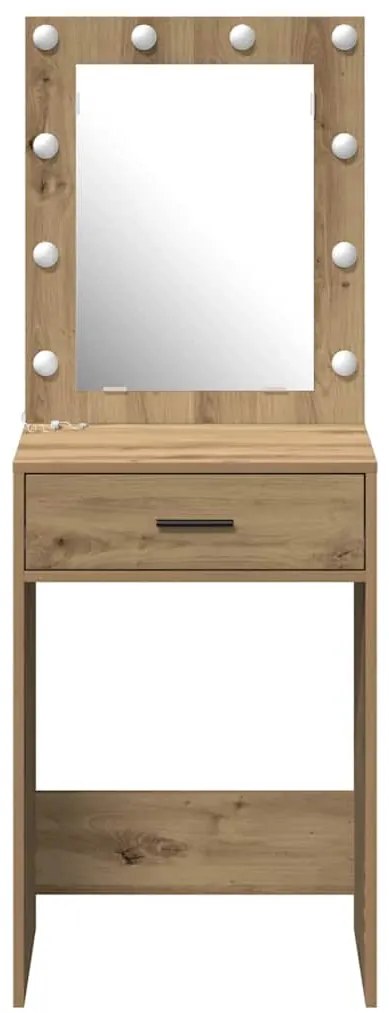 Mesa de Maquilhagem com Luzes LED Carvalho Artesanal 50x41x135 cm