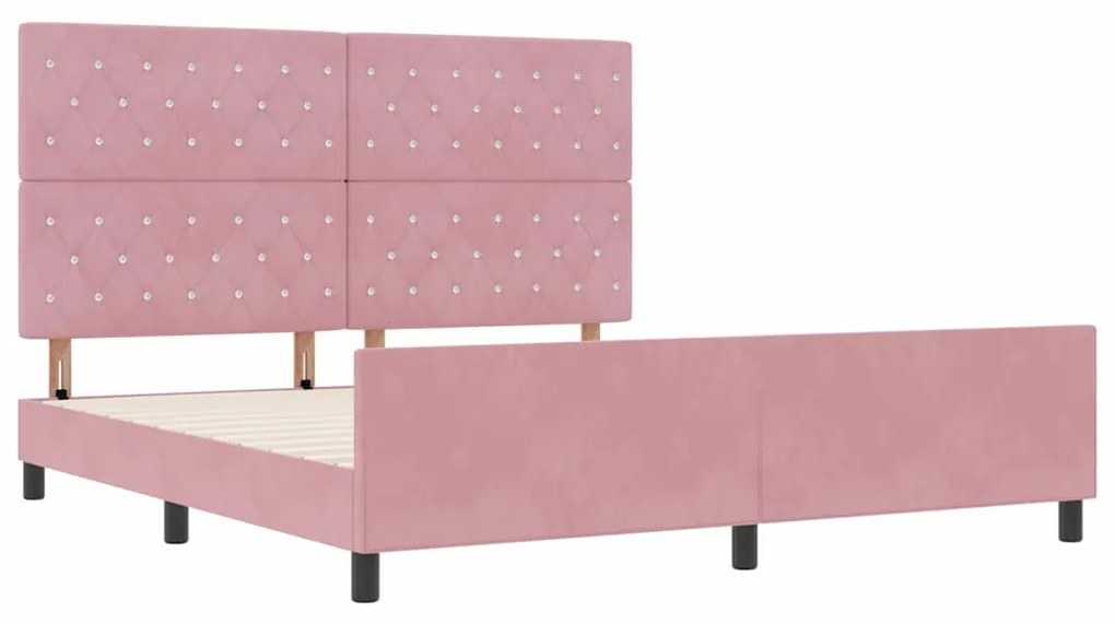 Estrutura de Cama vidaXL Rosa 180x200 cm Veludo