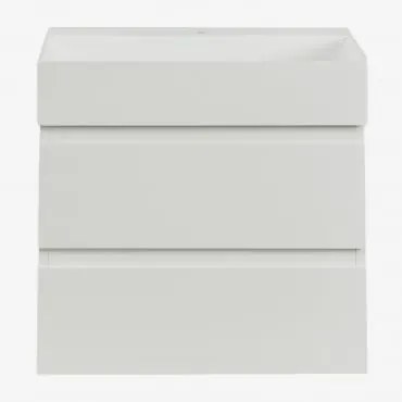 Conjunto De Móvel De Casa De Banho Em Madeira E Chapa De Freixo Com Lavatório Integrado Ona Branco & Sem Espelho & Sem Torneira & - Sklum