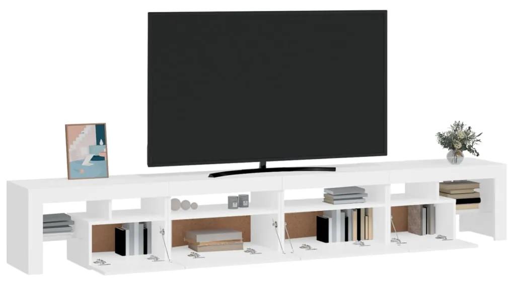 Móvel de TV com luzes LED 260x36,5x40 cm branco