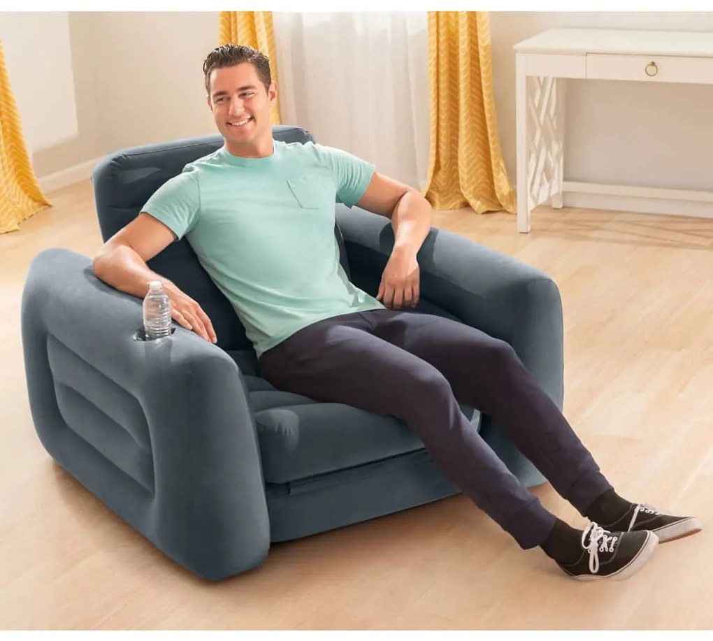 92572 INTEX Cadeira convertível em cama 117x224x66 cm cinzento-escuro