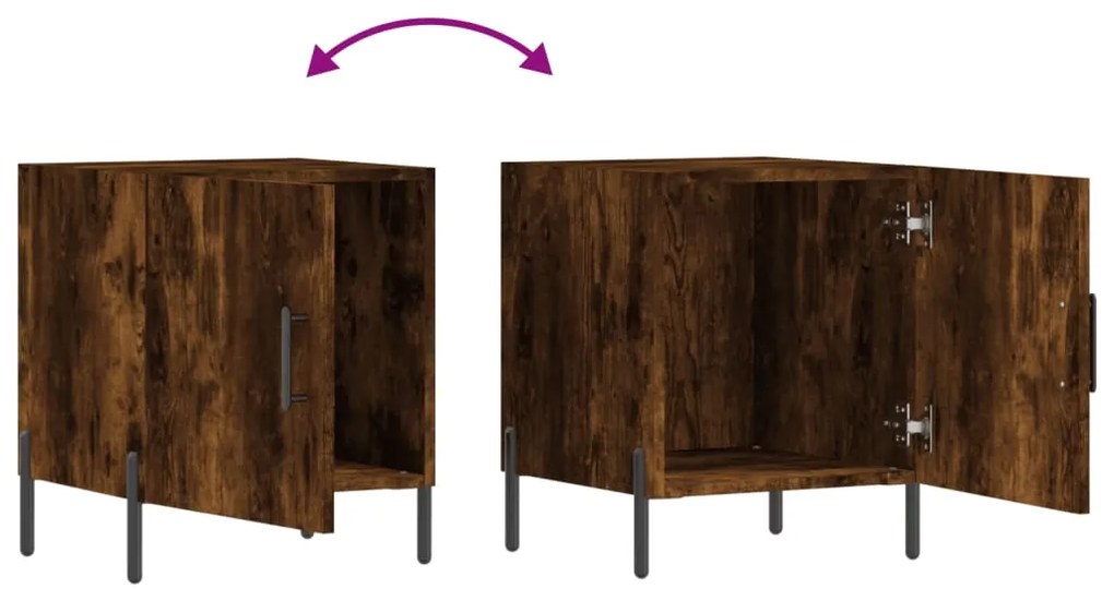 Mesa cabeceira 2pcs 40x40x50cm derivado madeira carvalho fumado