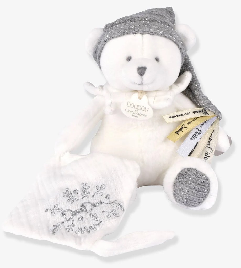 Peluche 25 anos - OURS ARGENT - Urso prendedor-chupeta DOUDOU & COMPAGNIE prateado