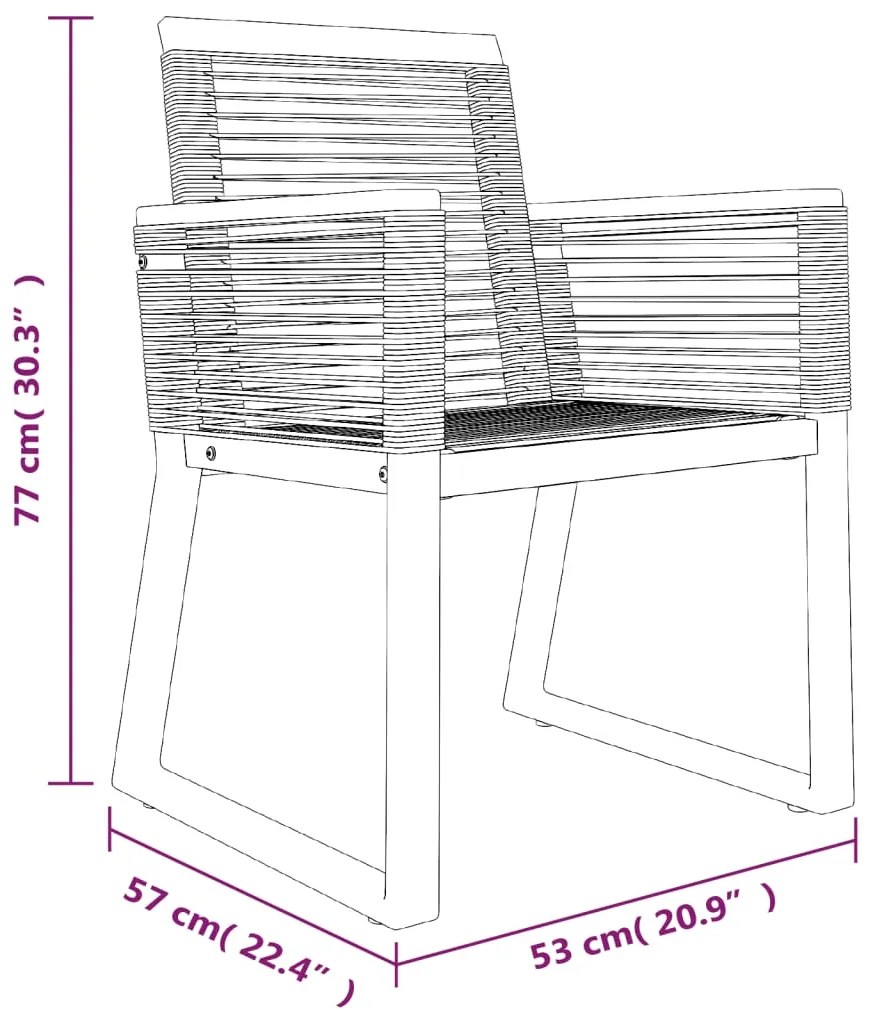 Conjunto de jantar para jardim 5 pcs vime PVC preto