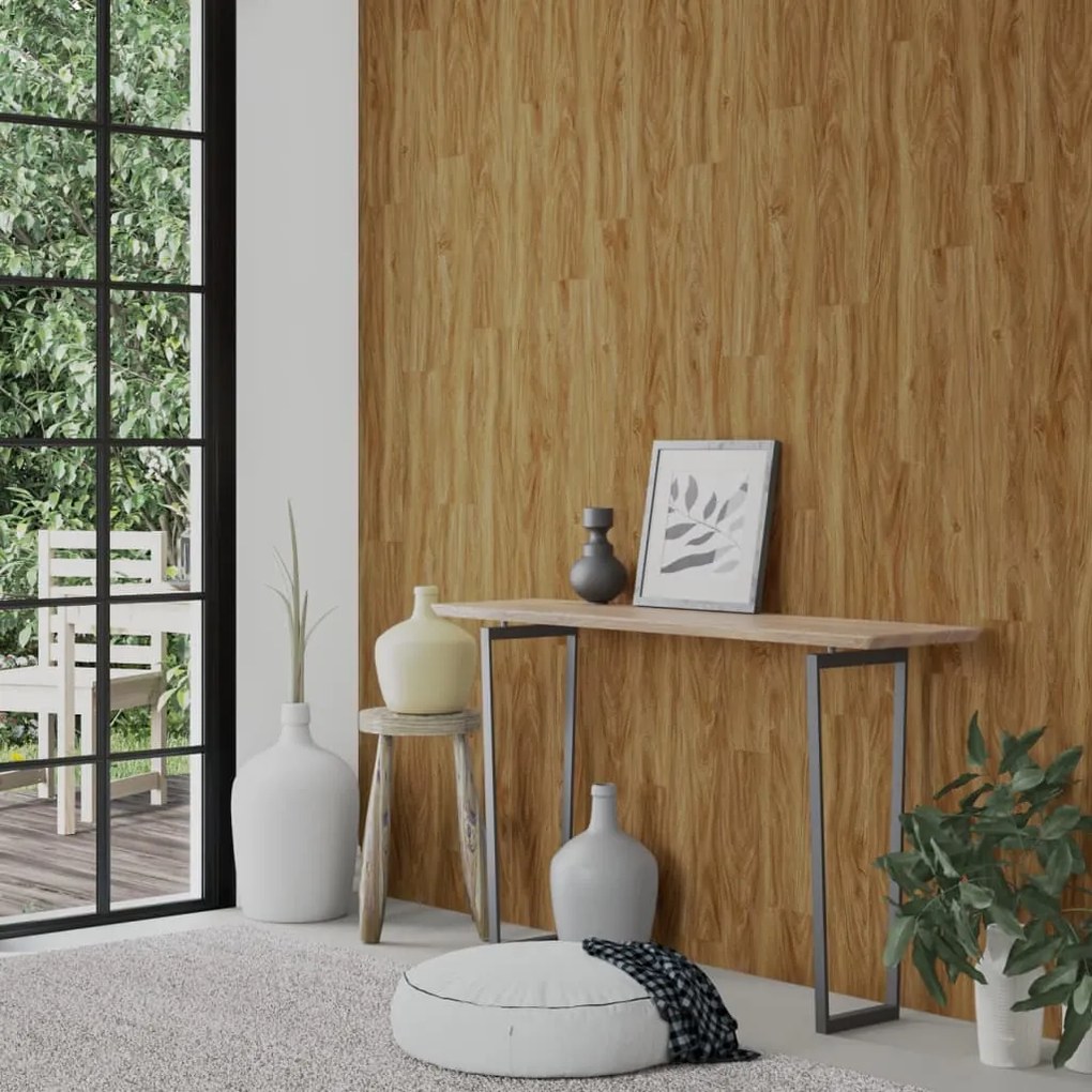 Painel de parede c/ aspeto de madeira 4,12 m² PVC castanho