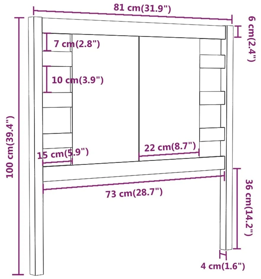 Cabeceira de cama 81x4x100 cm pinho maciço cinzento