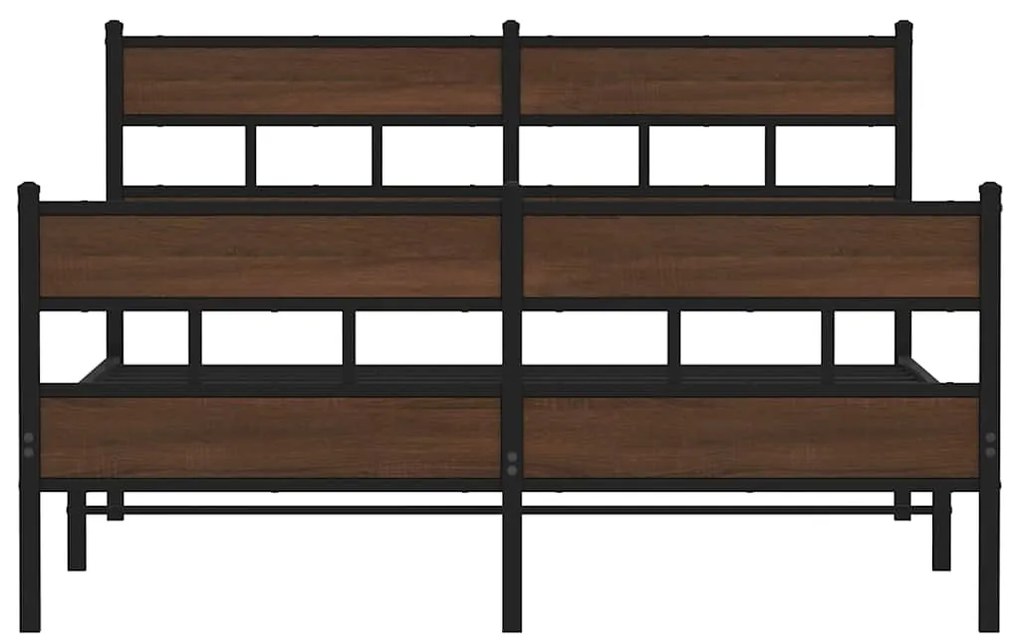 Estrutura cama sem colchão 160x200 cm metal carvalho castanho