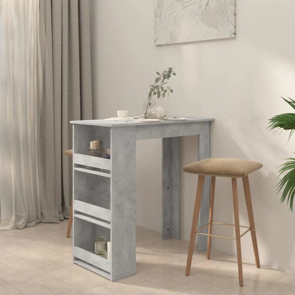 Mesa de bar com prateleira 102x50x103,5 cm cinza cimento