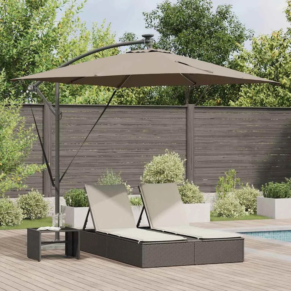 vidaXL Guarda-sol de Bananeira Cantilever Cinzento-acastanhado
