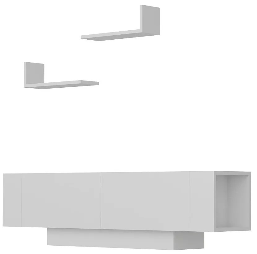 Móvel de TV "Ekol" com Prateleiras de Parede – Branco - 150x31.5x40 cm