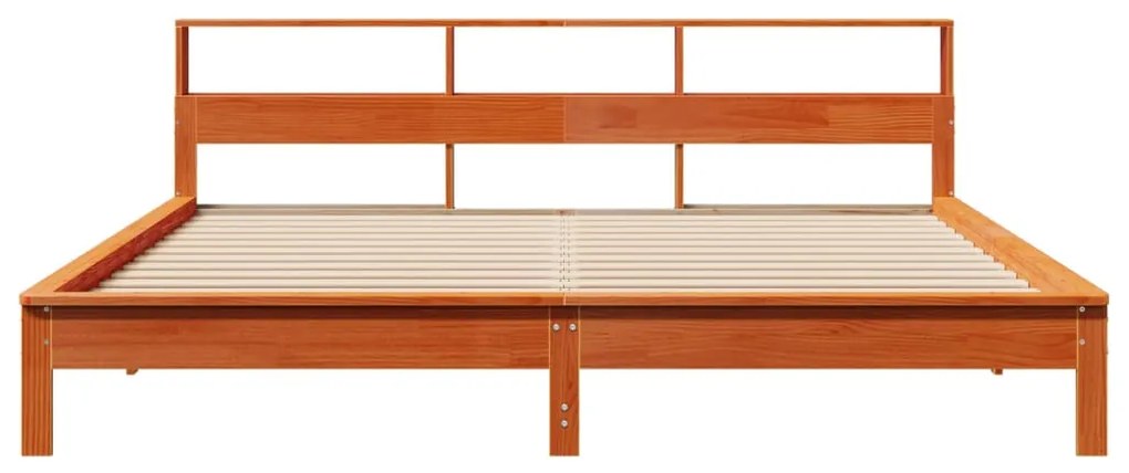 Cama sem colchão 200x200 cm pinho maciço castanho-mel