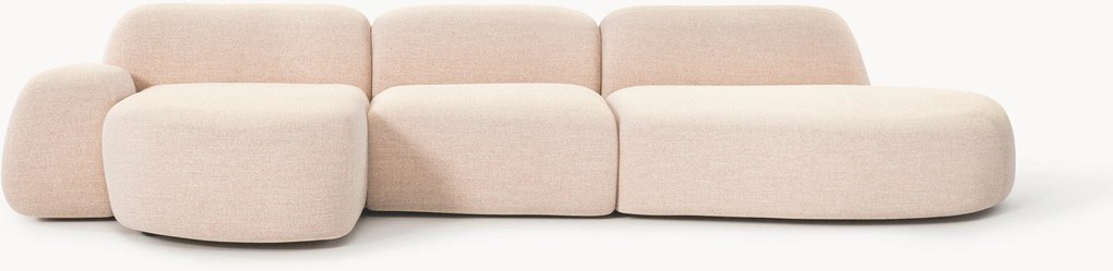 Sofá de canto modular em bouclé com chaise longue Wolke (4 lugares)