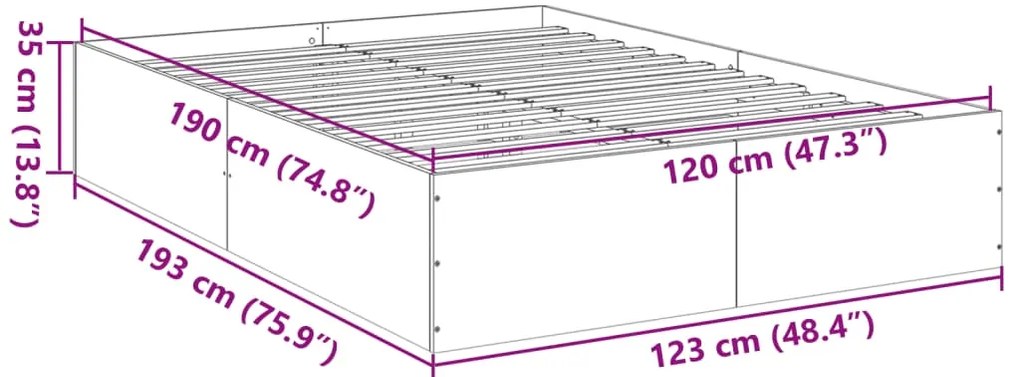 Estrutura de cama 120x190 cm derivados de madeira branco