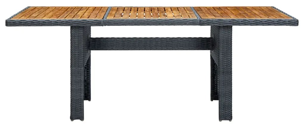 7 pcs conj. jantar exterior c/ almofadões vime PE cinza-escuro