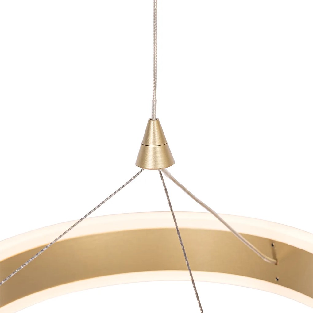 Candeeiro de suspensão redondo em latão com LED regulável em 3 passos 3 luzes - Lyani