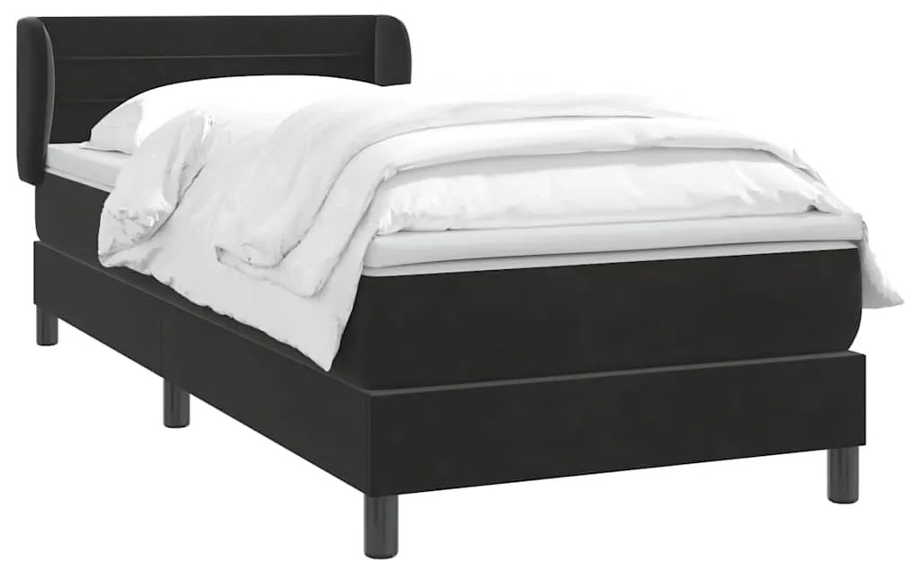 Cama box spring com colchão 90x210 cm veludo preto