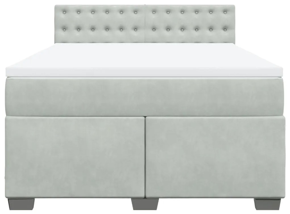 Cama com molas/colchão 140x200 cm veludo cinzento-claro