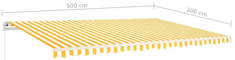 Toldo retrátil manual com luzes LED 5x3 m amarelo e branco