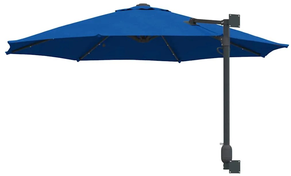 Guarda-Sol de Jardim de Parede com LEDs Azul 248 cm