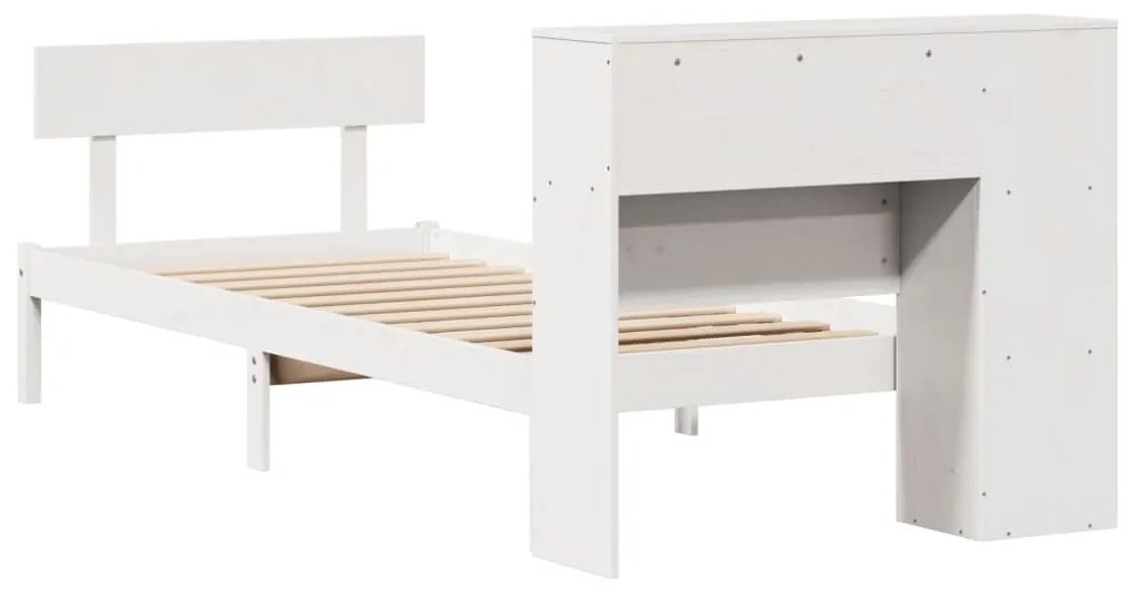 Cama com estante sem colchão 90x200 cm pinho maciço branco