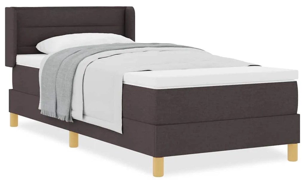 Cama Box Marrom Escuro e Branco 100 x 200 cm tecido