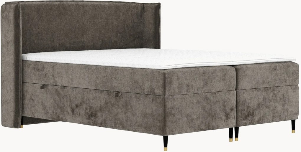 Cama divã em chenille artesanal com arrumação Segni, H4