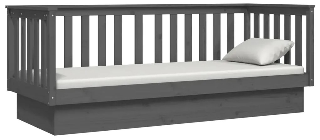 Sofá-cama 75x190 cm madeira de pinho maciça cinzento
