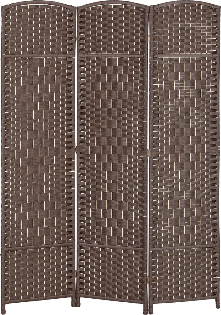 Biombo interior de madeira com 3 painéis, divisória dobrável para sala ou quarto, 135 x 180 cm, castanho