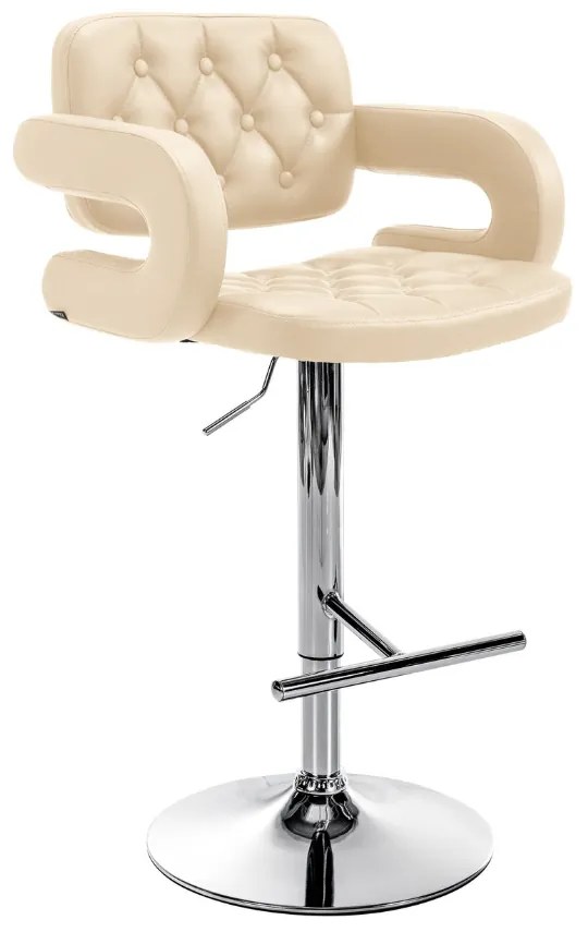 Banco de bar Dublin em couro sintético 62 x 103-123 x 55 cm Creme