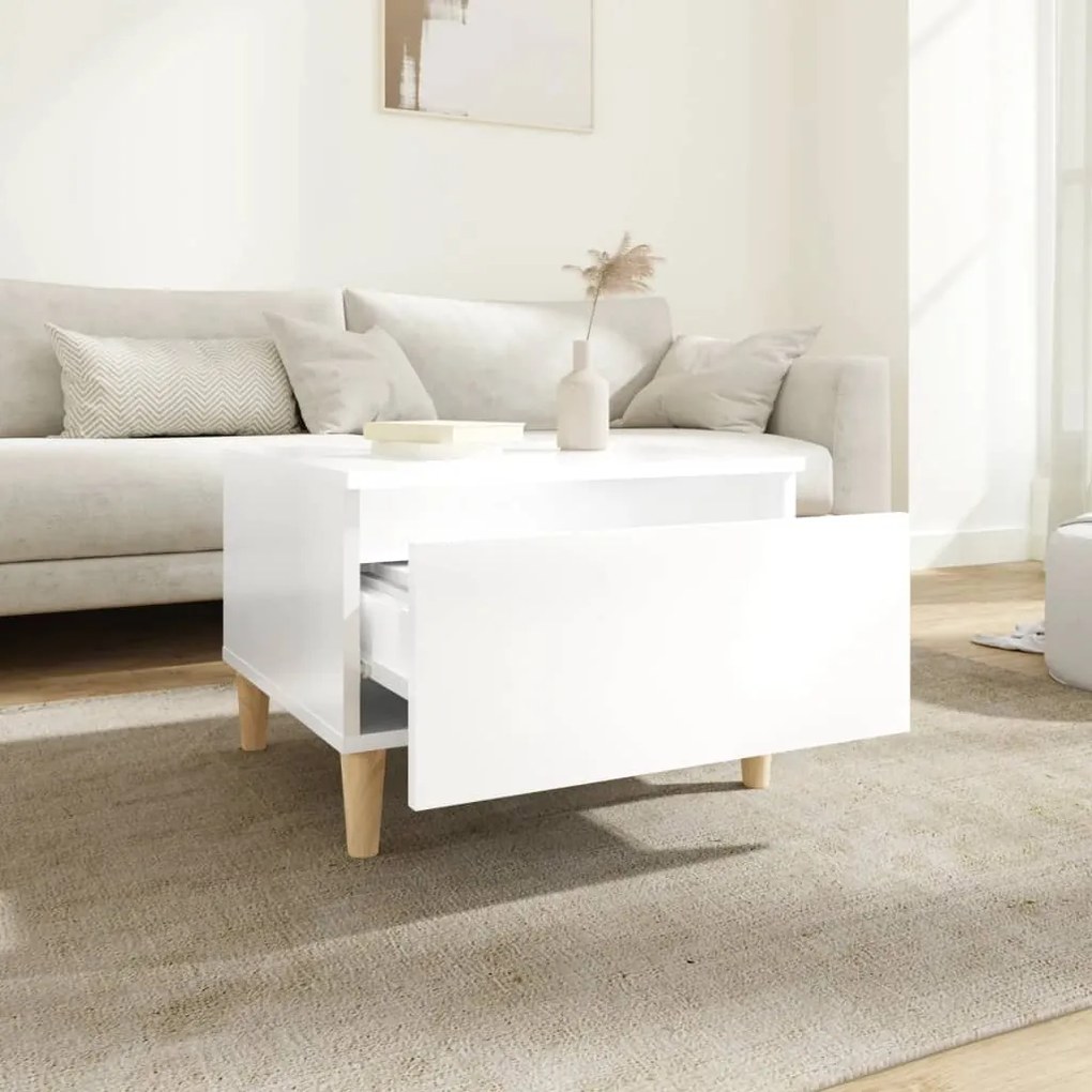 Mesas de apoio 2 pcs 50x46x35cm deriv. madeira branco brilhante