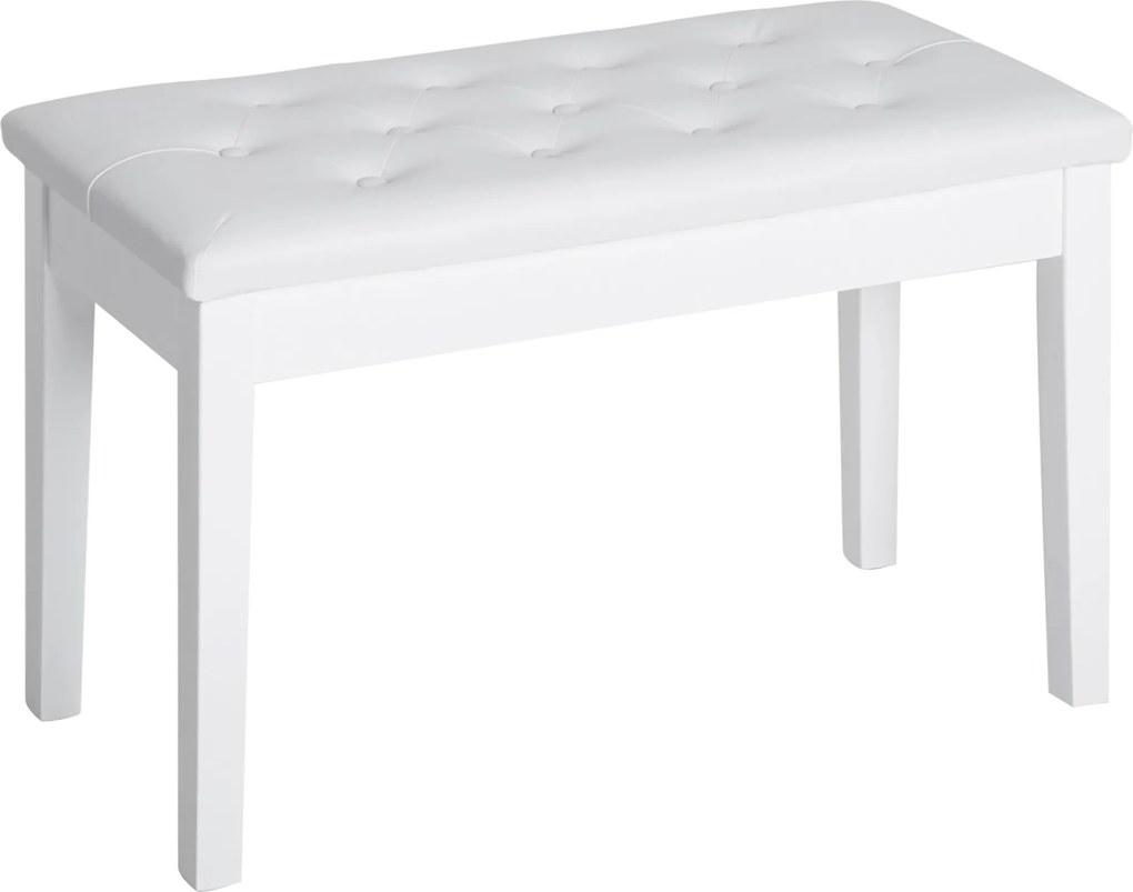 HOMCOM Banco de Piano Banco para Piano com Espaço de Armazenamento Assento de Couro Sintético Acolchoado 76x36x50 cm Branco | Aosom Portugal