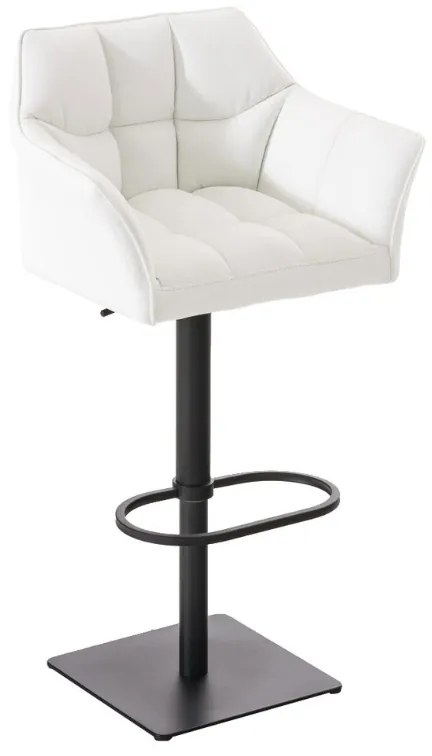 Banco de bar Damaso em couro sintético e com estrutura preta 64 x 88-113 x 45 cm Branco