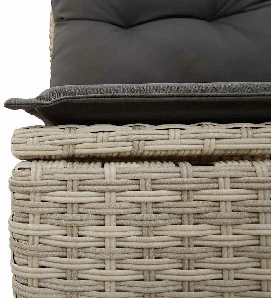 Conjunto de Sofá de Jardim com 9 Peças e Almofadas Cinza Claro em Poli