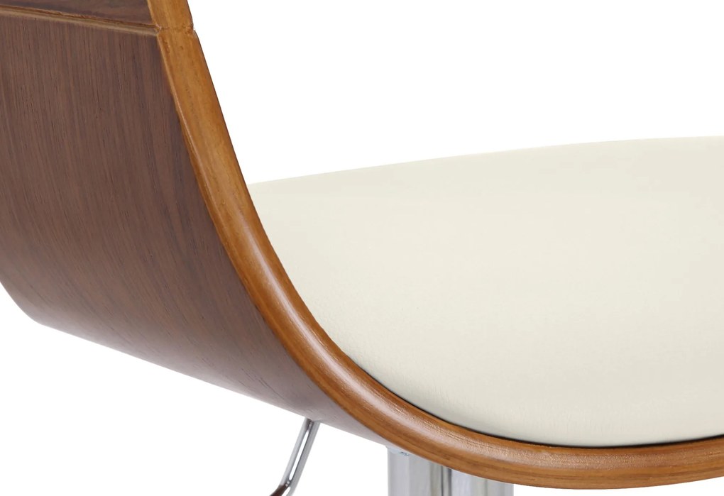 Banco de bar Kingston em couro sintético 50 x 88-102 x 48 cm Nogueira + Branco